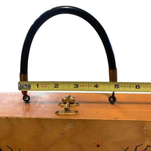 Enid Collins Lucky Ladybugs Wooden Box Bag Purse 1960s Vintage with Mirror - Picture 15 of 16